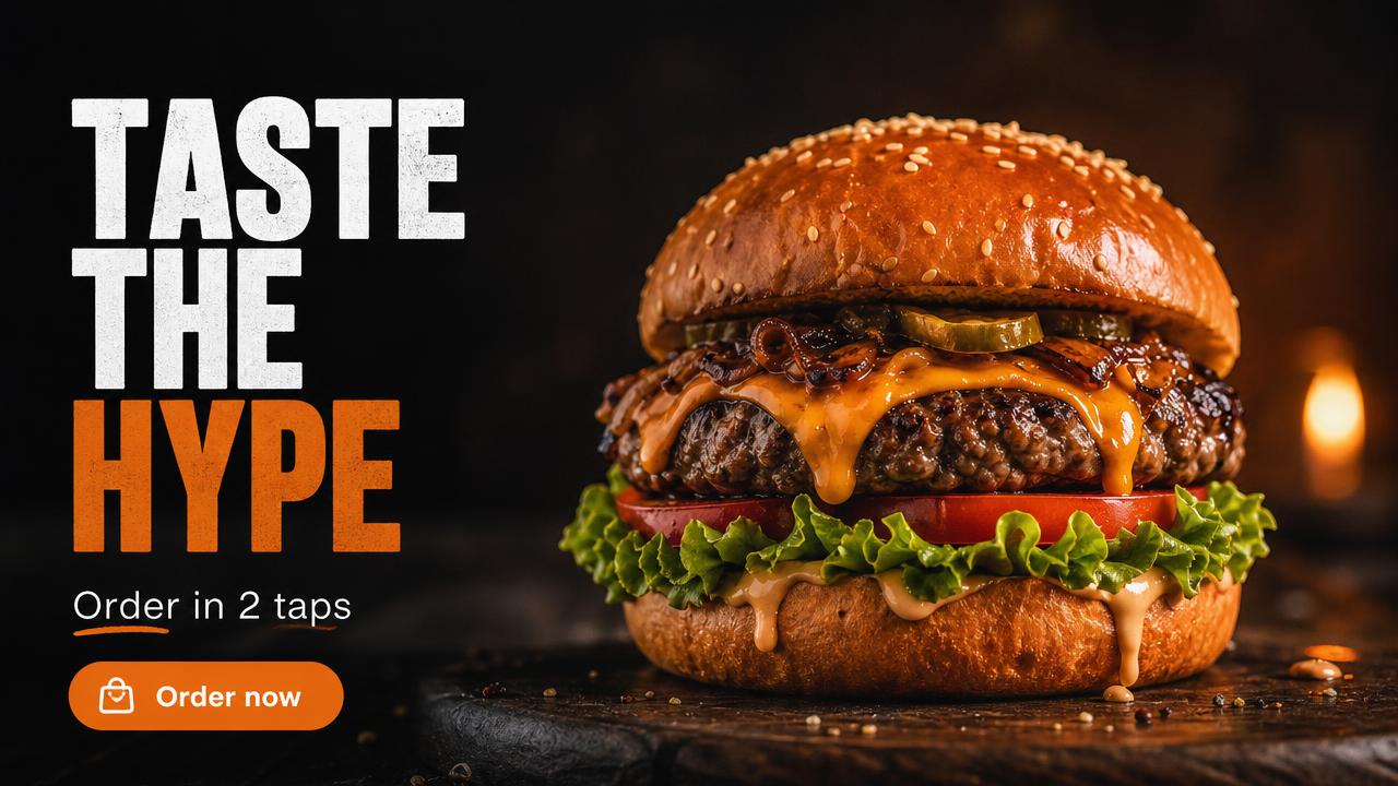 Food delivery ad creative in 16:9 landscape format