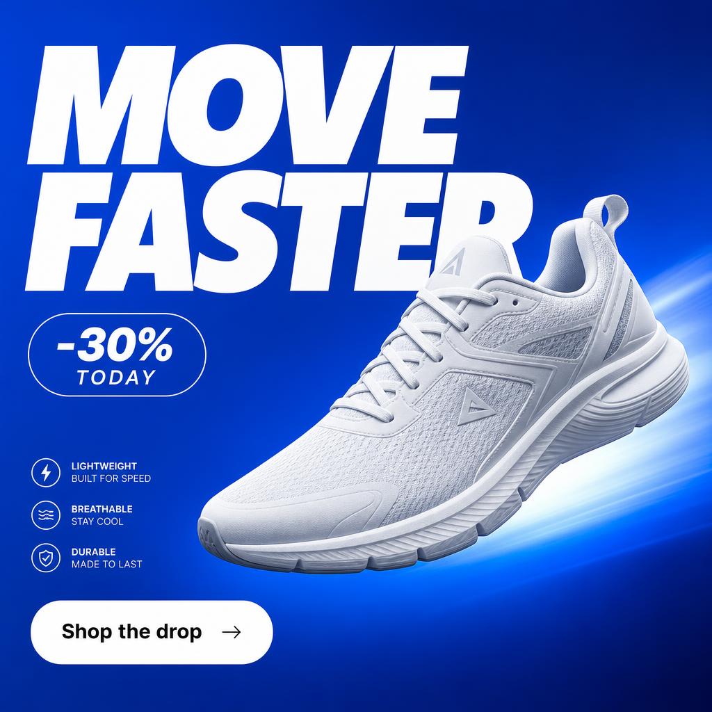 Sneaker sale ad creative in square feed format